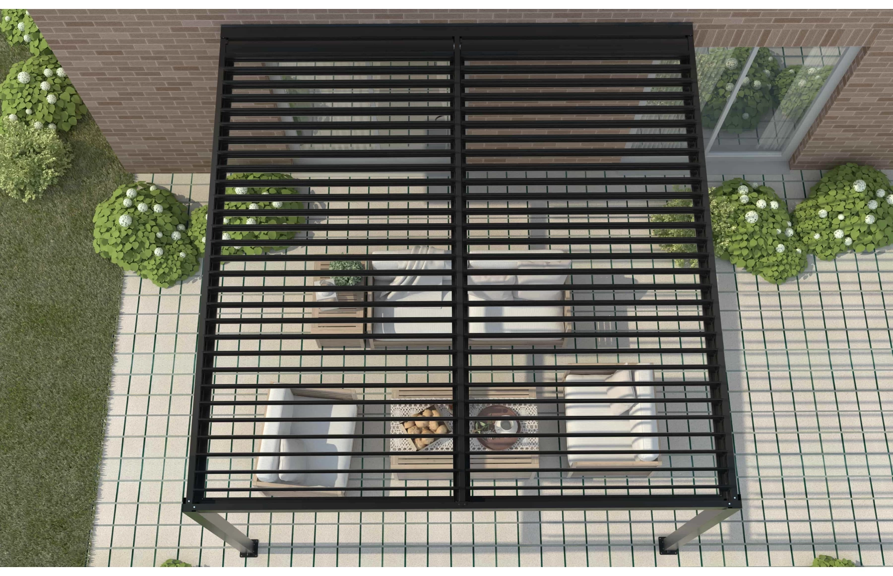 Pergola X Bioclimatica, Pavilion 3x4x2.3metri cu LED, prindere pe casa, Premium, Aluminiu