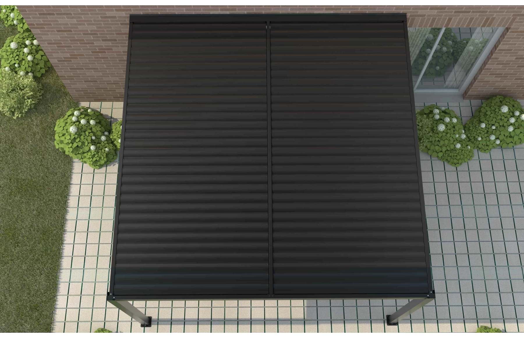 Pergola X Bioclimatica, Pavilion 3x4x2.3metri cu LED, prindere pe casa, Premium, Aluminiu