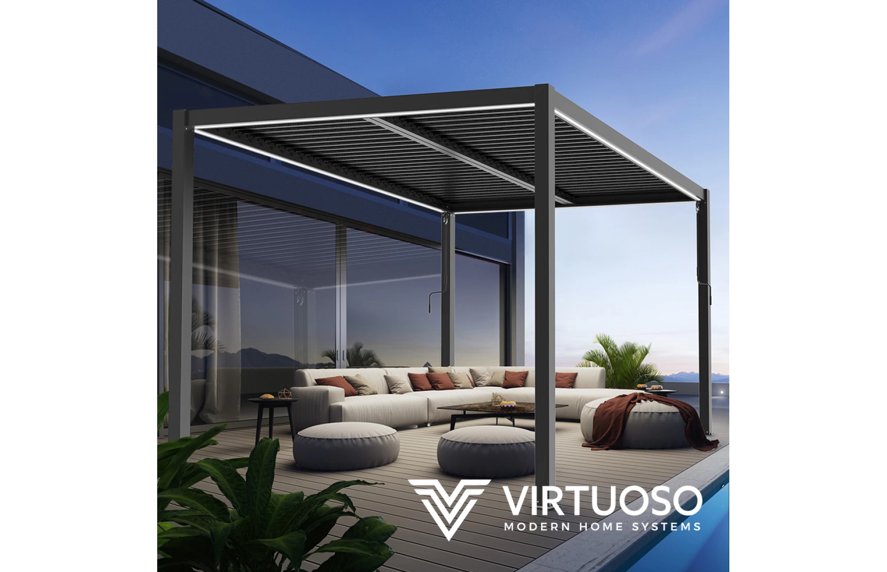 Pergola X Bioclimatica, Pavilion 3x4x2.5metri cu LED , Premium, Aluminiu, Ofertă limitata