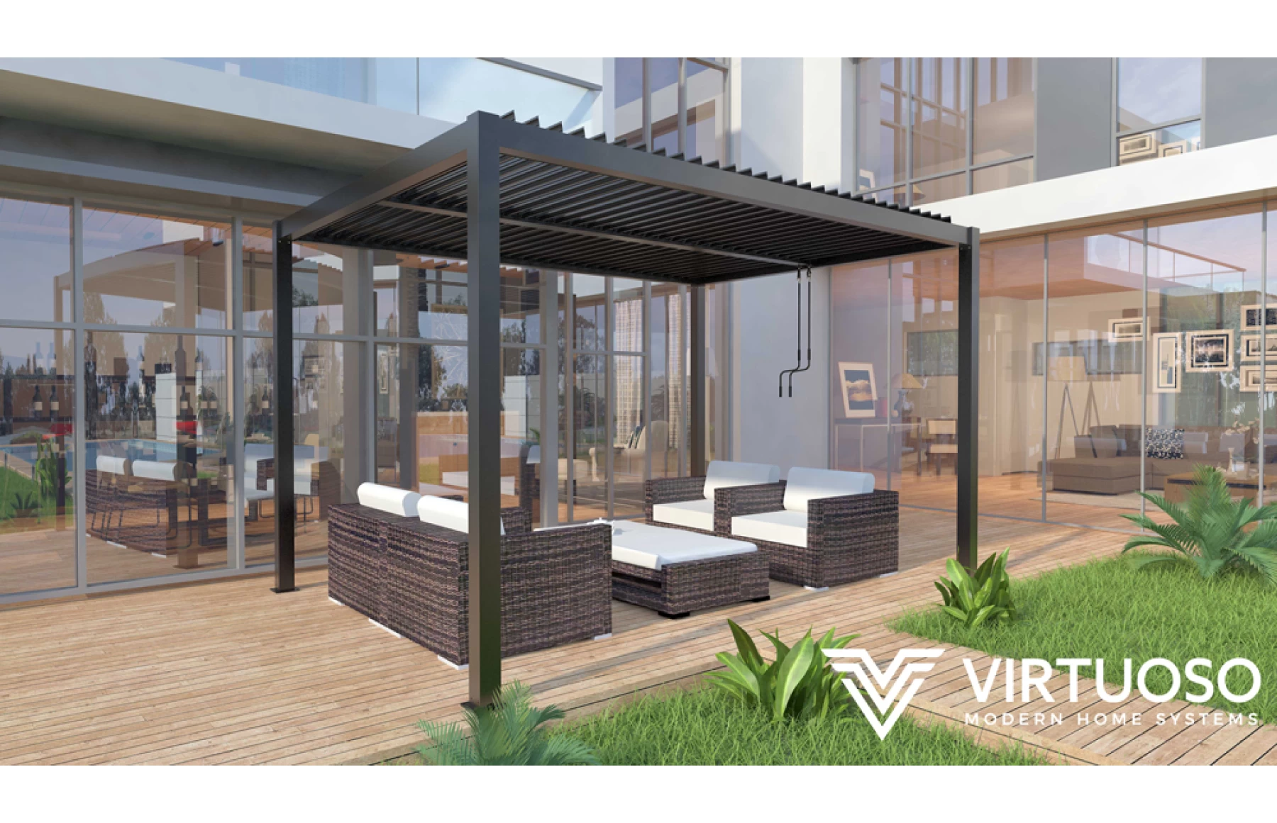 Pergola X Bioclimatica, Pavilion 3x4x2.5metri cu LED , Premium, Aluminiu, Ofertă limitata