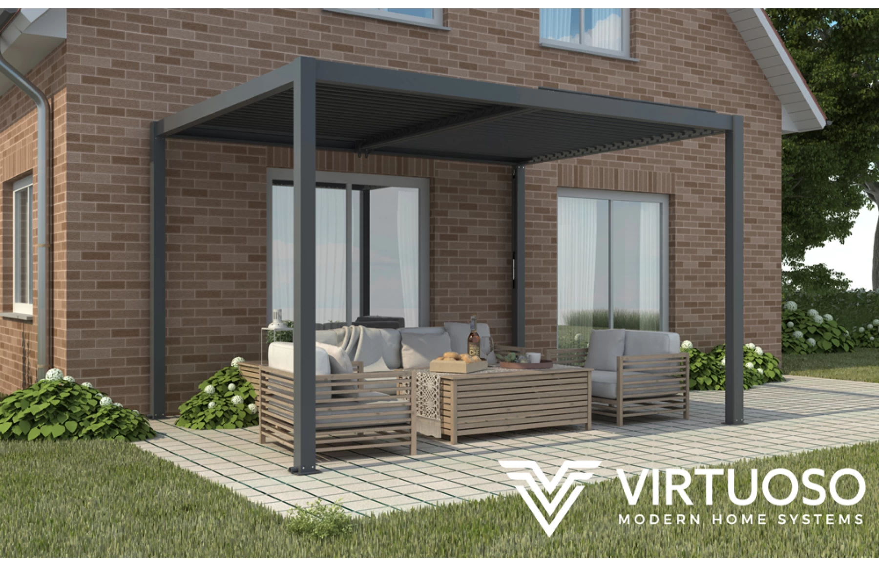 Pergola X Bioclimatica, Pavilion 3x4x2.5metri cu LED , Premium, Aluminiu, Ofertă limitata