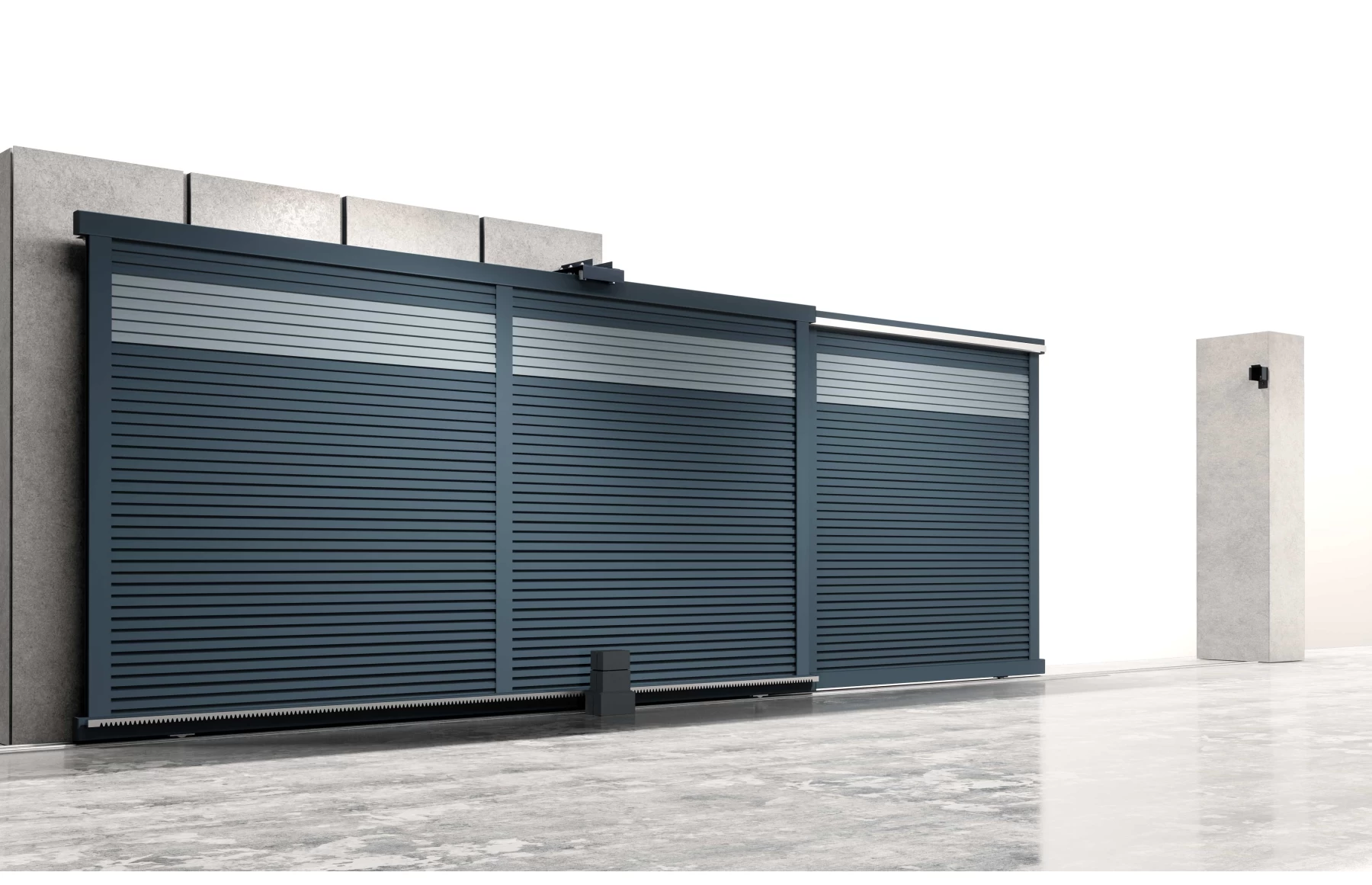 Poarta armonica telescopica, Tron, Aluminiu