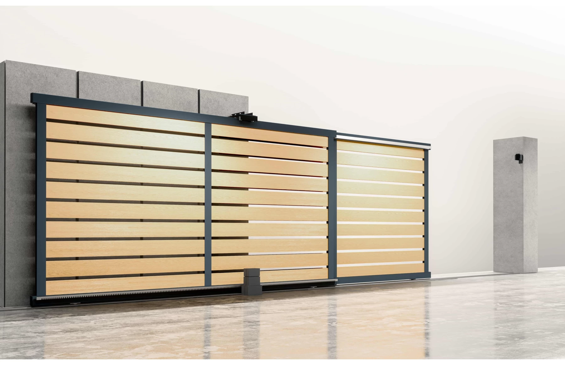 Poarta armonica telescopica, Ares, WPC, Light Wood