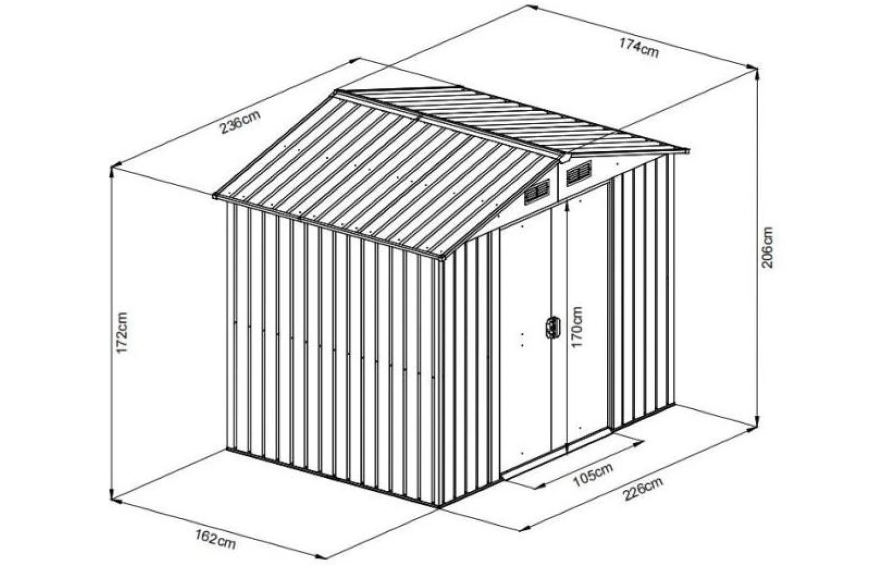 Magazie tip casuta depozitare gradina EasyBox 4m2, casuta depozitare unelte, Basic, Otel zincat