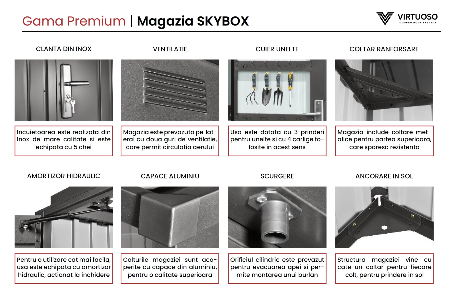 Magazie depozitare gradina SkyBox, casuta depozitare unelte, Premium, Otel zincat