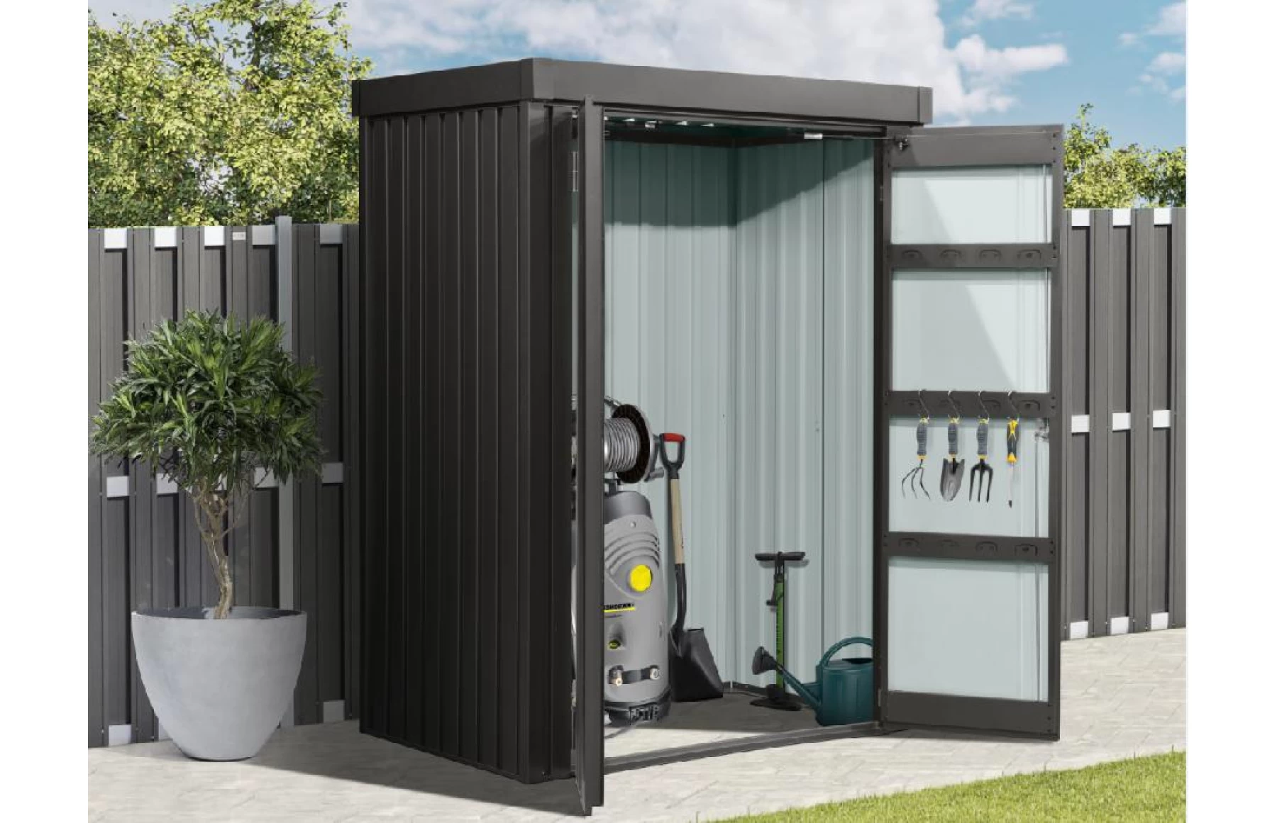 Magazie depozitare gradina SolidBox, casuta depozitare unelte, Premium, Otel zincat