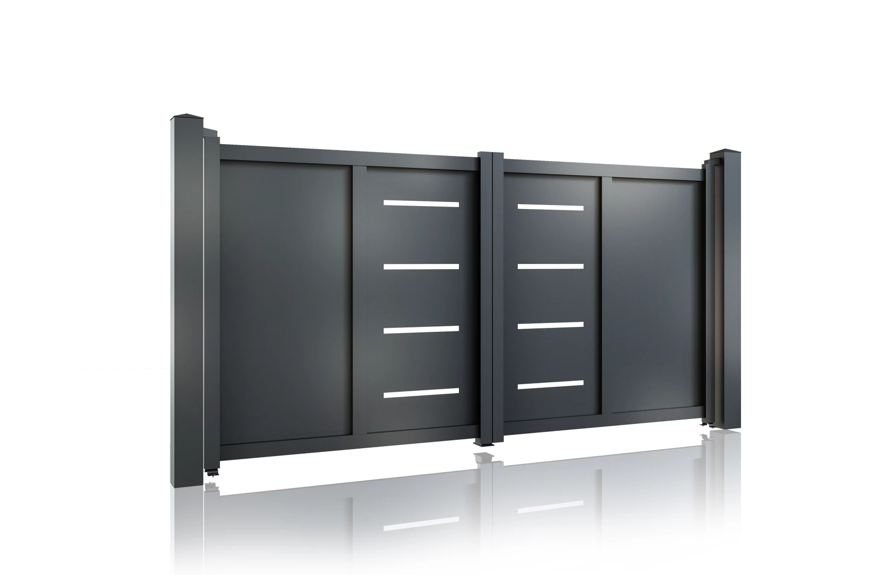 Poarta auto metalica din aluminiu 3500x1800mm, prefabricat, gri antracit, model Thor