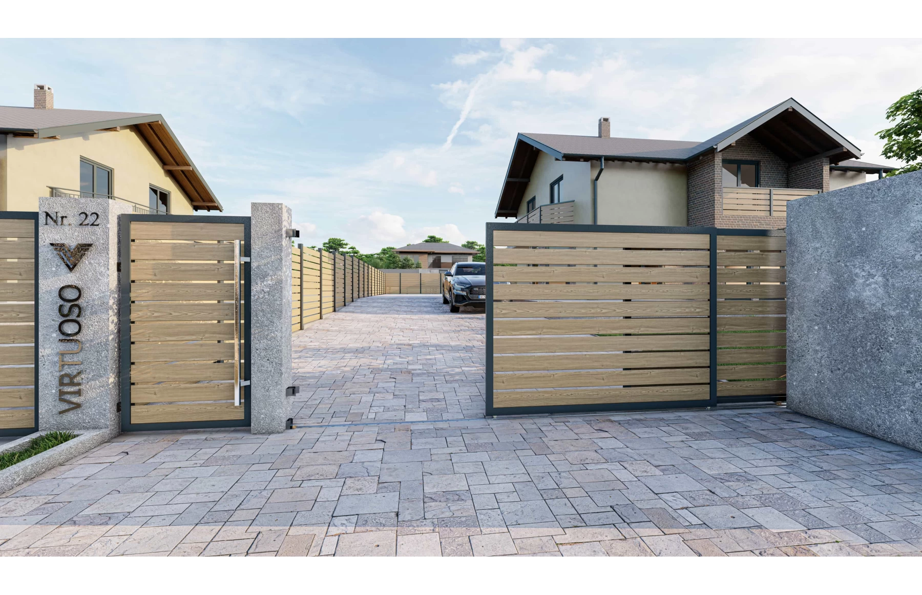 Gard WPC Ares Aluminiu, Light Wood