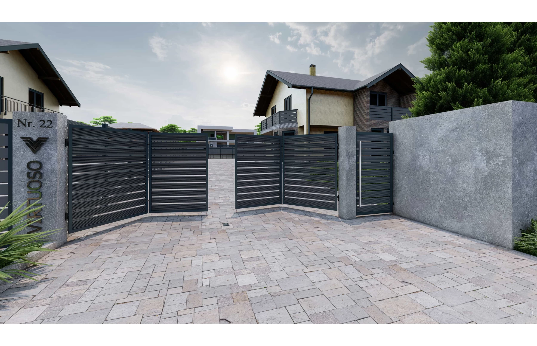 Gard WPC Cu Placaj Ares Aluminiu, Hard Strips