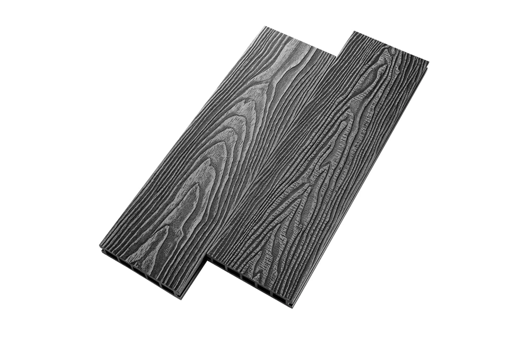 Placa deck terasa WPC 3D DUBLU LEMN, tip pardoseala/dusumea WPC, 150x24 mm, gri inchis