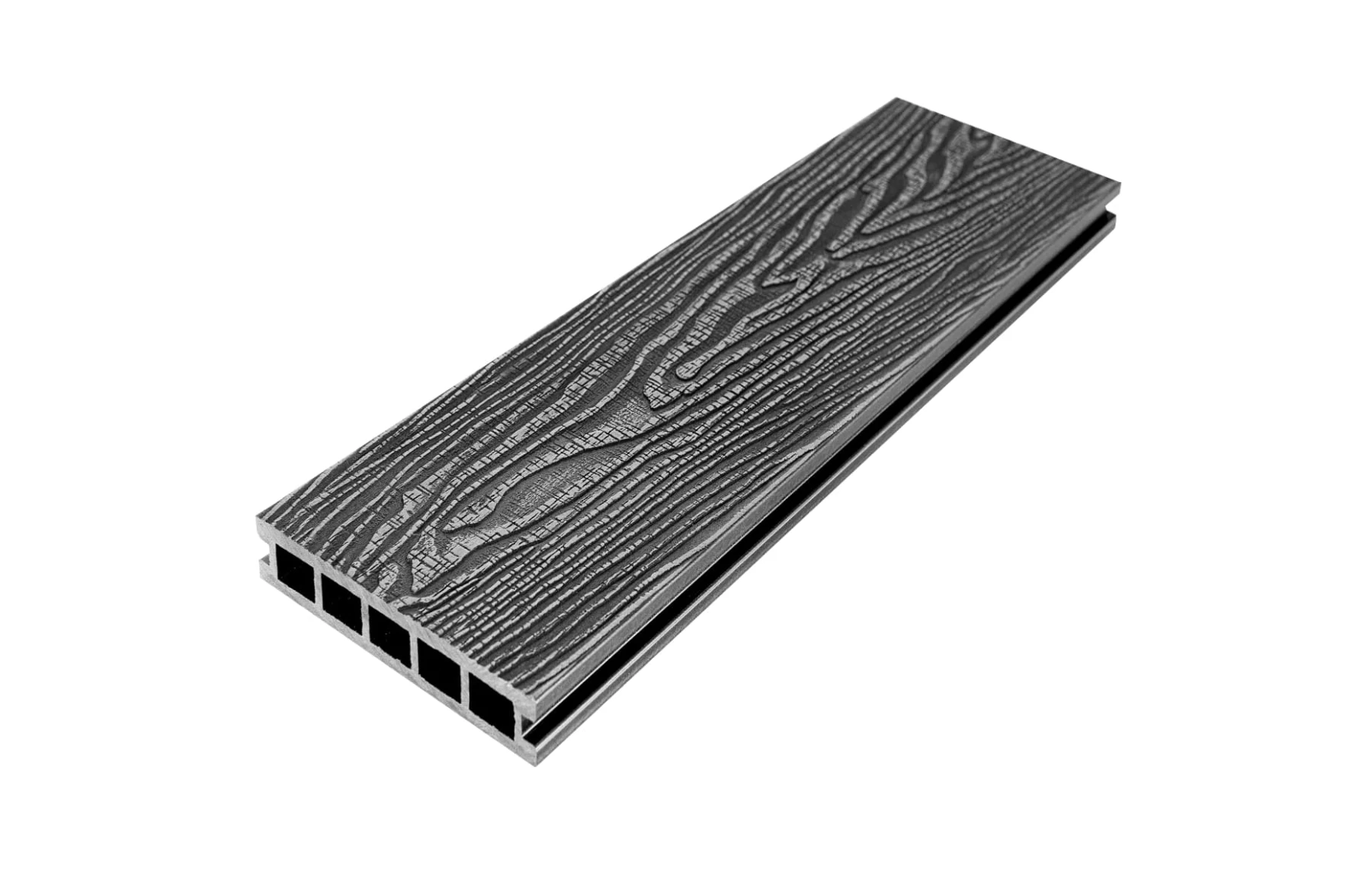Placa deck terasa WPC 3D DUBLU LEMN, tip pardoseala/dusumea WPC, 150x24 mm, gri inchis