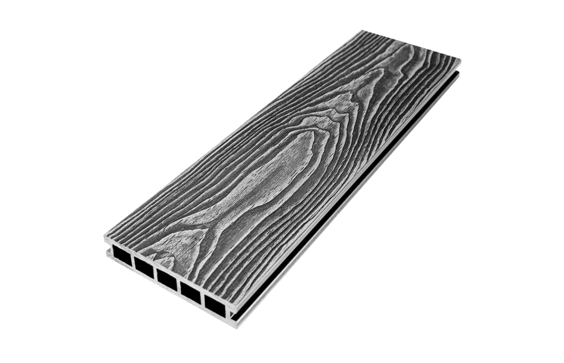 Placa deck terasa WPC 3D DUBLU LEMN, tip pardoseala/dusumea WPC, 150x24 mm, gri inchis