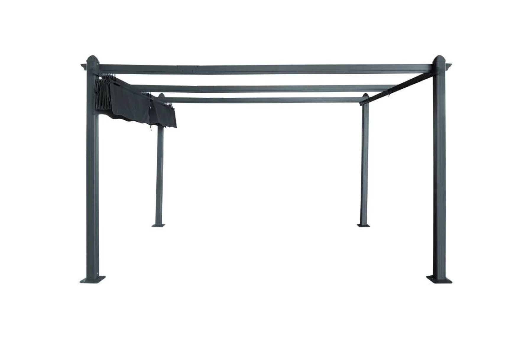Pergola SKY tip pavilion foisor, din aluminiu si acoperis textil, 3 x 4 metri, Gri antracit RAL 7016