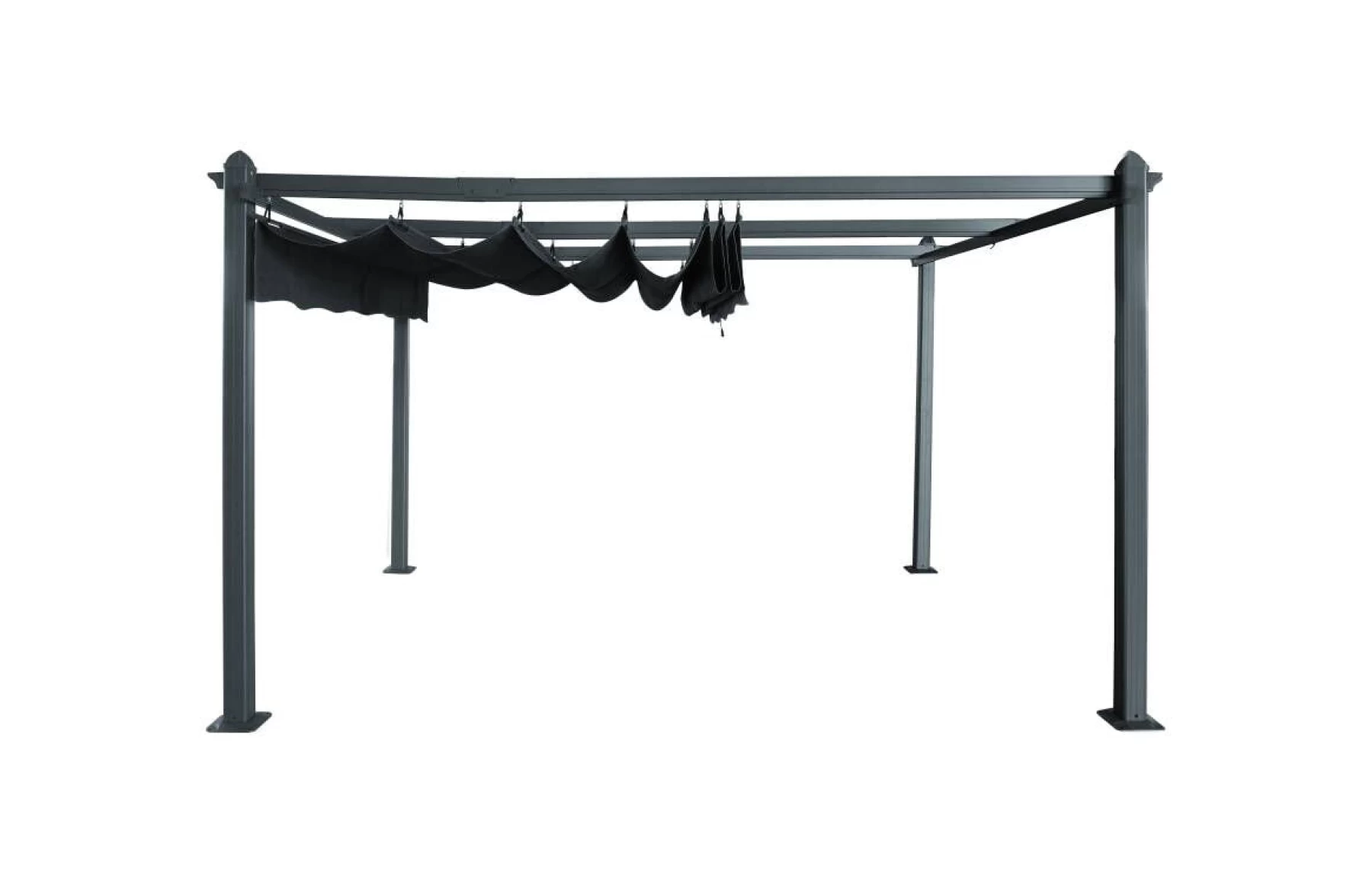 Pergola SKY tip pavilion foisor, din aluminiu si acoperis textil, 3 x 4 metri, Gri antracit RAL 7016