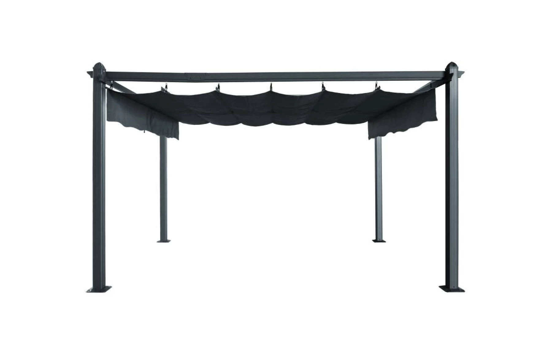 Pergola SKY tip pavilion foisor, din aluminiu si acoperis textil, 3 x 4 metri, Gri antracit RAL 7016