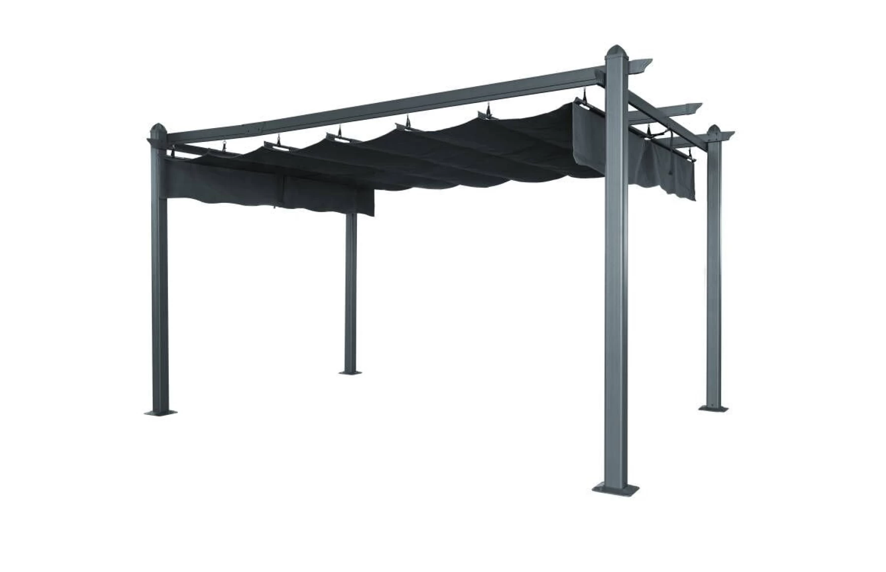 Pergola SKY tip pavilion foisor, din aluminiu si acoperis textil, 3 x 4 metri, Gri antracit RAL 7016