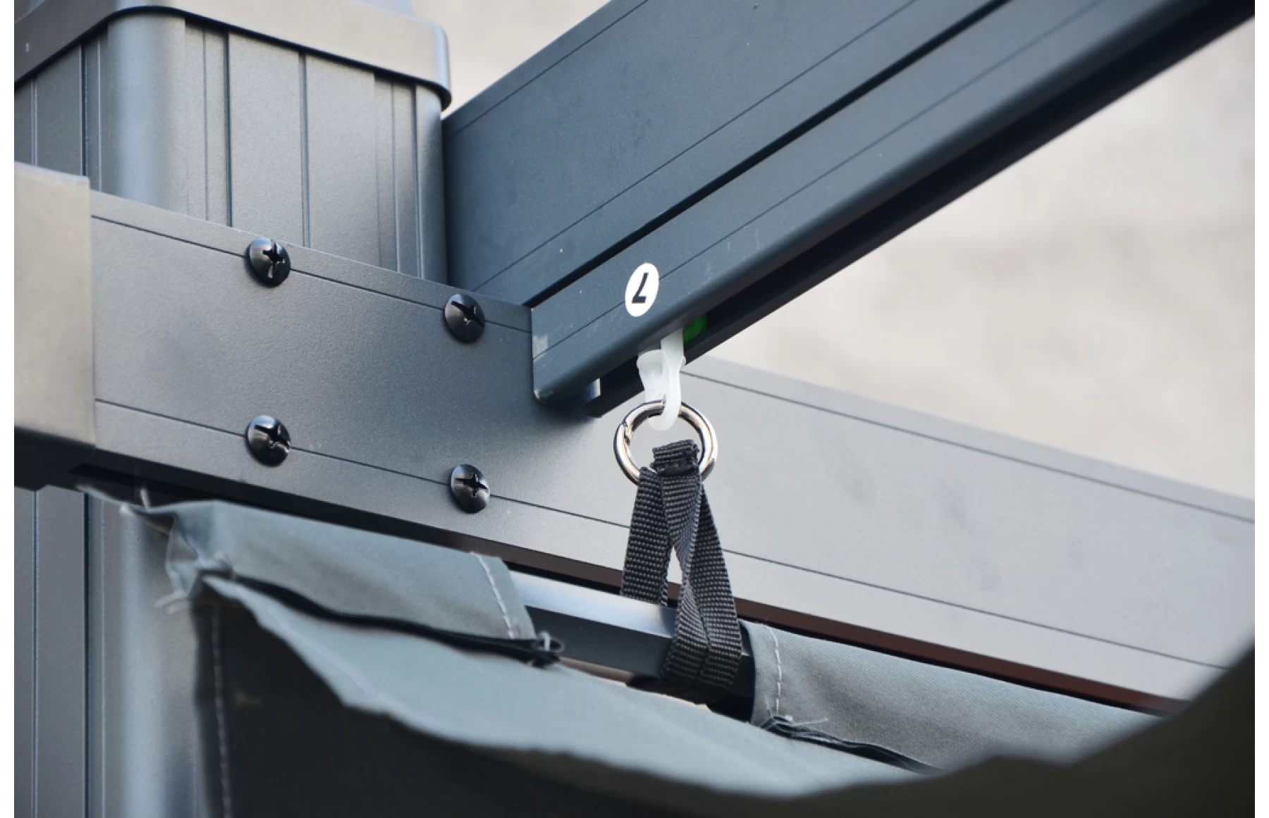 Pergola SKY tip pavilion foisor, din aluminiu si acoperis textil, 3 x 4 metri, Gri antracit RAL 7016