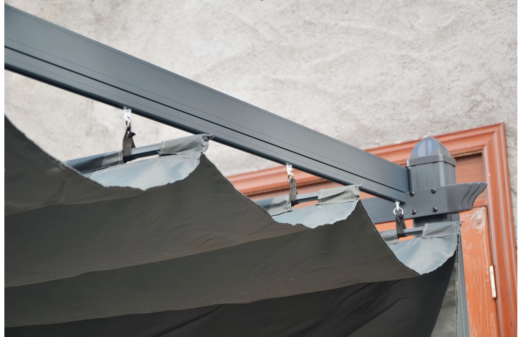 Pergola SKY tip pavilion foisor, din aluminiu si acoperis textil, 3 x 4 metri, Gri antracit RAL 7016