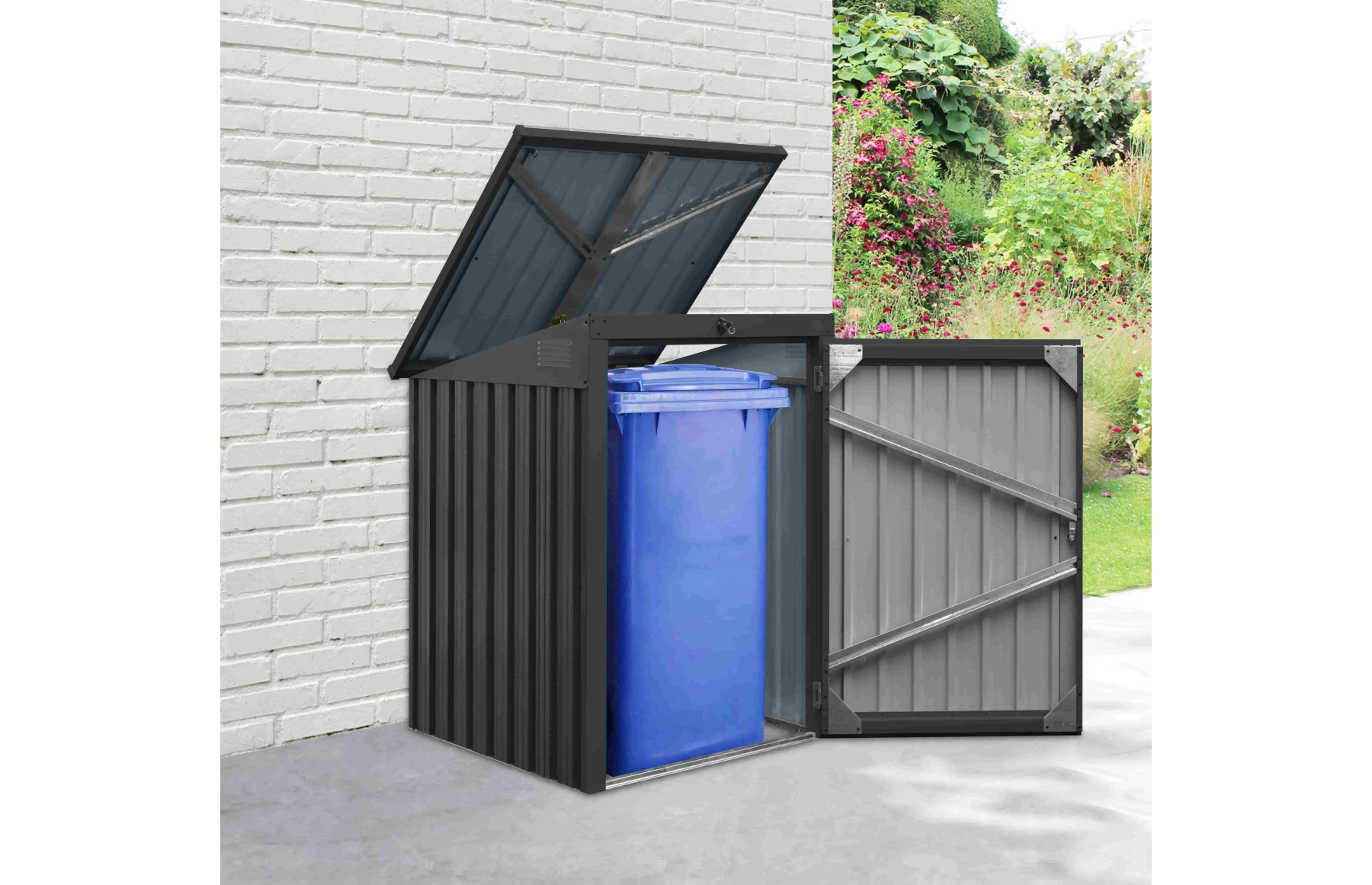 Magazie depozitare tomberoane gunoi Smartbin Single, depozitare pubela gunoi, Basic, Otel zincat