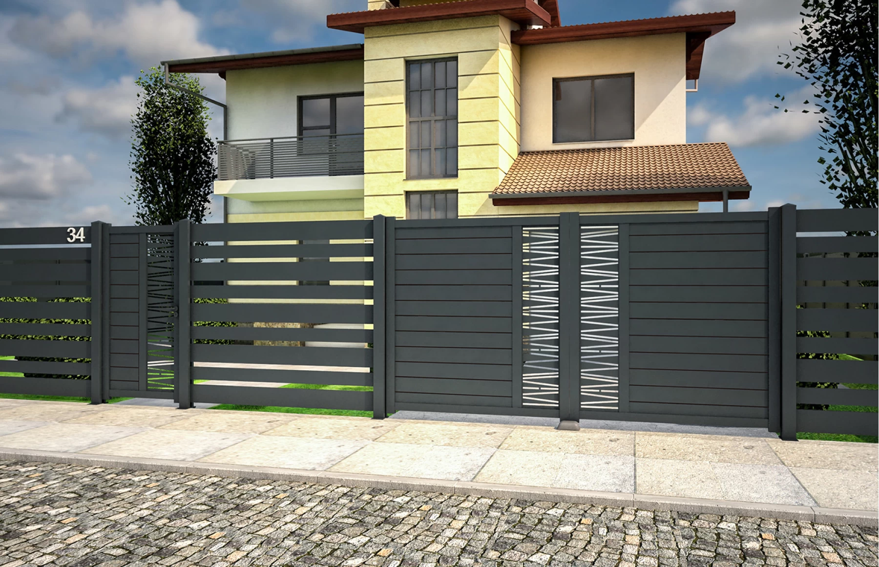 Set porti metalice din aluminiu 900x1800mm, 3500x1800mm, prefabricate, gri antracit, model Poseidon