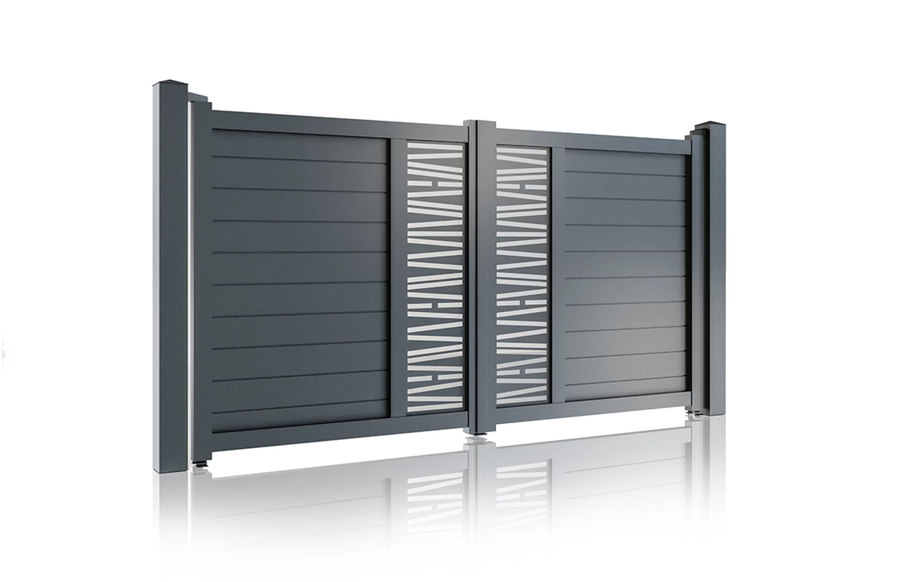 Poarta auto metalica din aluminiu 3500x1800mm, prefabricat, gri antracit, model Poseidon