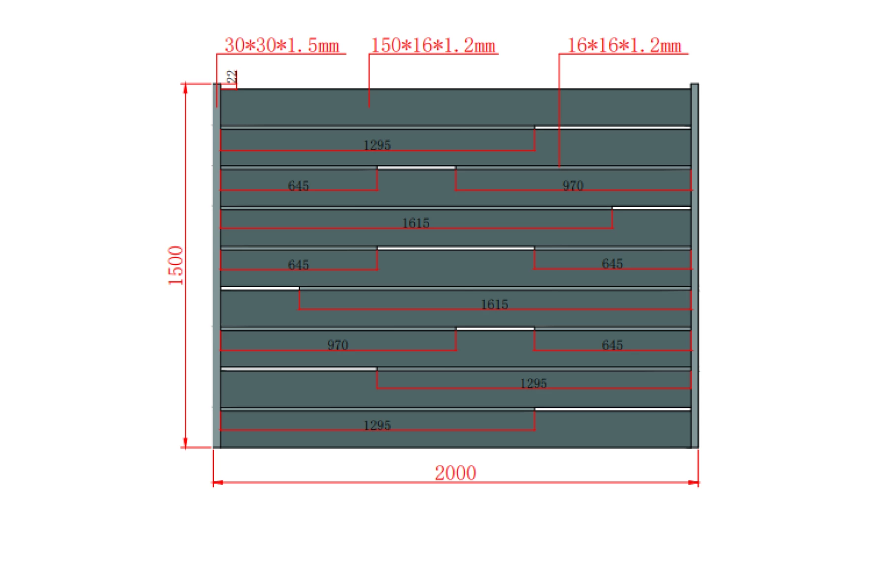 Gard metalic din aluminiu, model Ragnar, 2000x1500