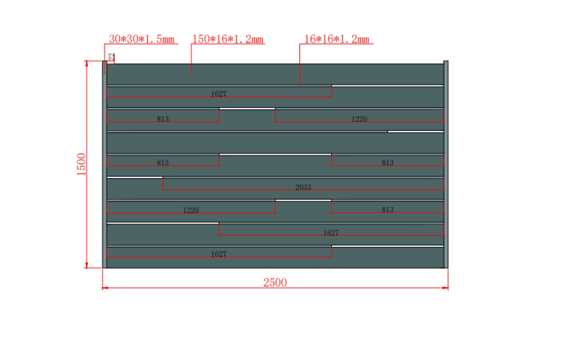 Gard metalic din aluminiu, model Ragnar, 2500x1500