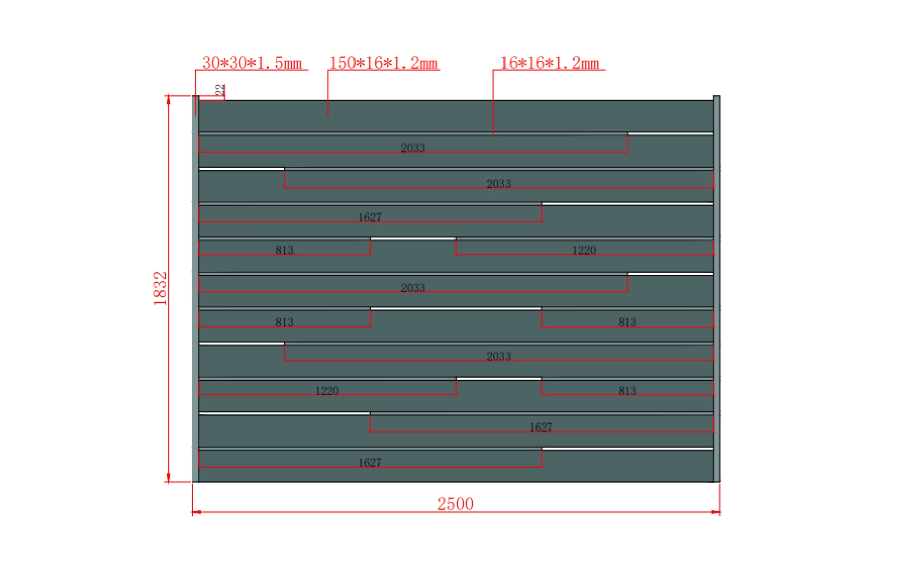 Gard metalic din aluminiu, model Ragnar, 2500x1800