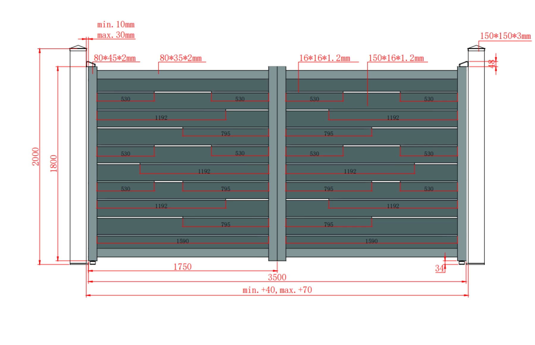 Poarta auto batanta, 3500x1800mm, prefabricat, model Ragnar, insertii tip lemn aluminiu