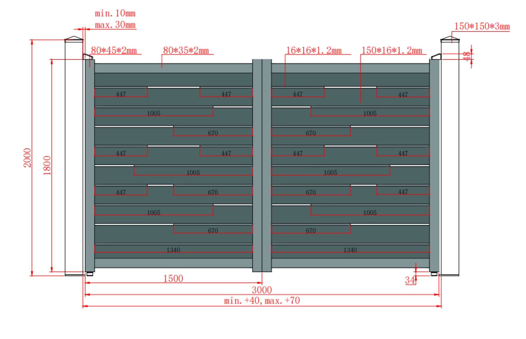 Poarta culisanta  din aluminiu, prefabricata, model Ragnar, 3000x1800mm, insertii tip lemn aluminiu