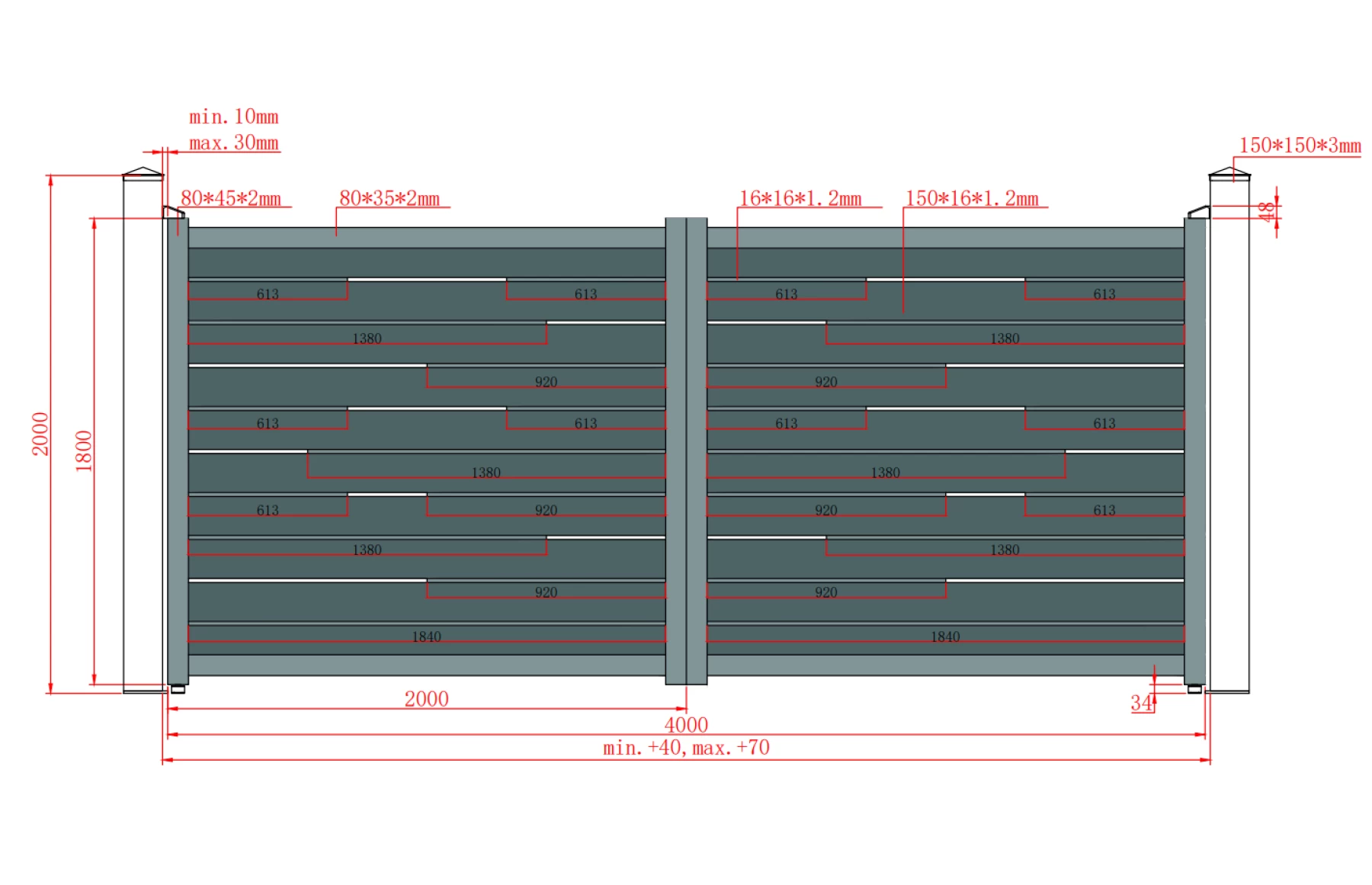 Poarta auto batanta, 4000x1800mm, prefabricat, model Ragnar, insertii tip lemn aluminiu
