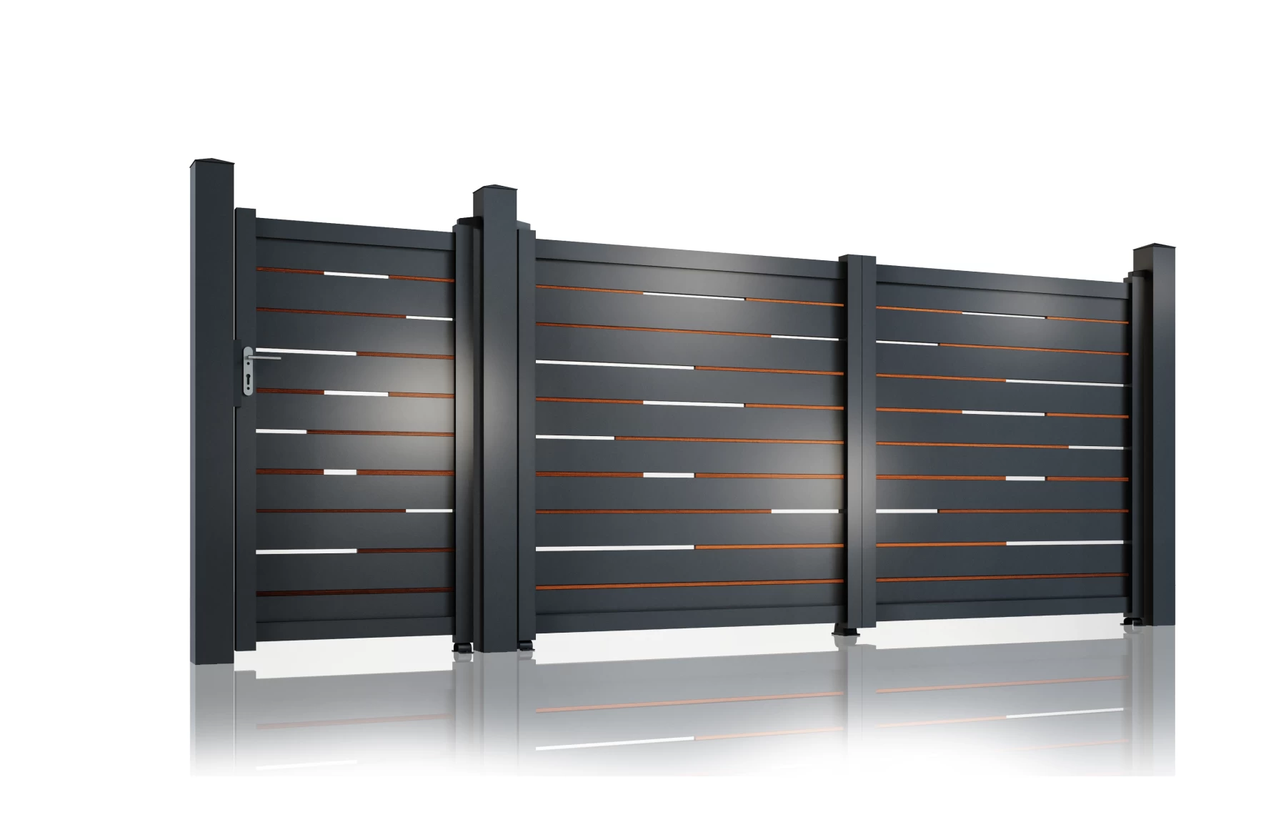 Set porti metalice din aluminiu 900x1800m, 3500x1800mm, prefabricate, gri antracit, model Ragnar