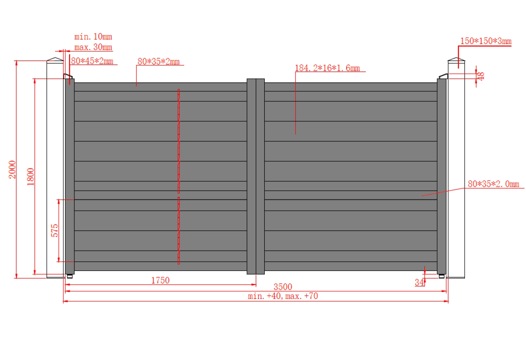 Poarta auto batanta aluminiu 3500x1800mm, prefabricat, model Baldur, gri antracit