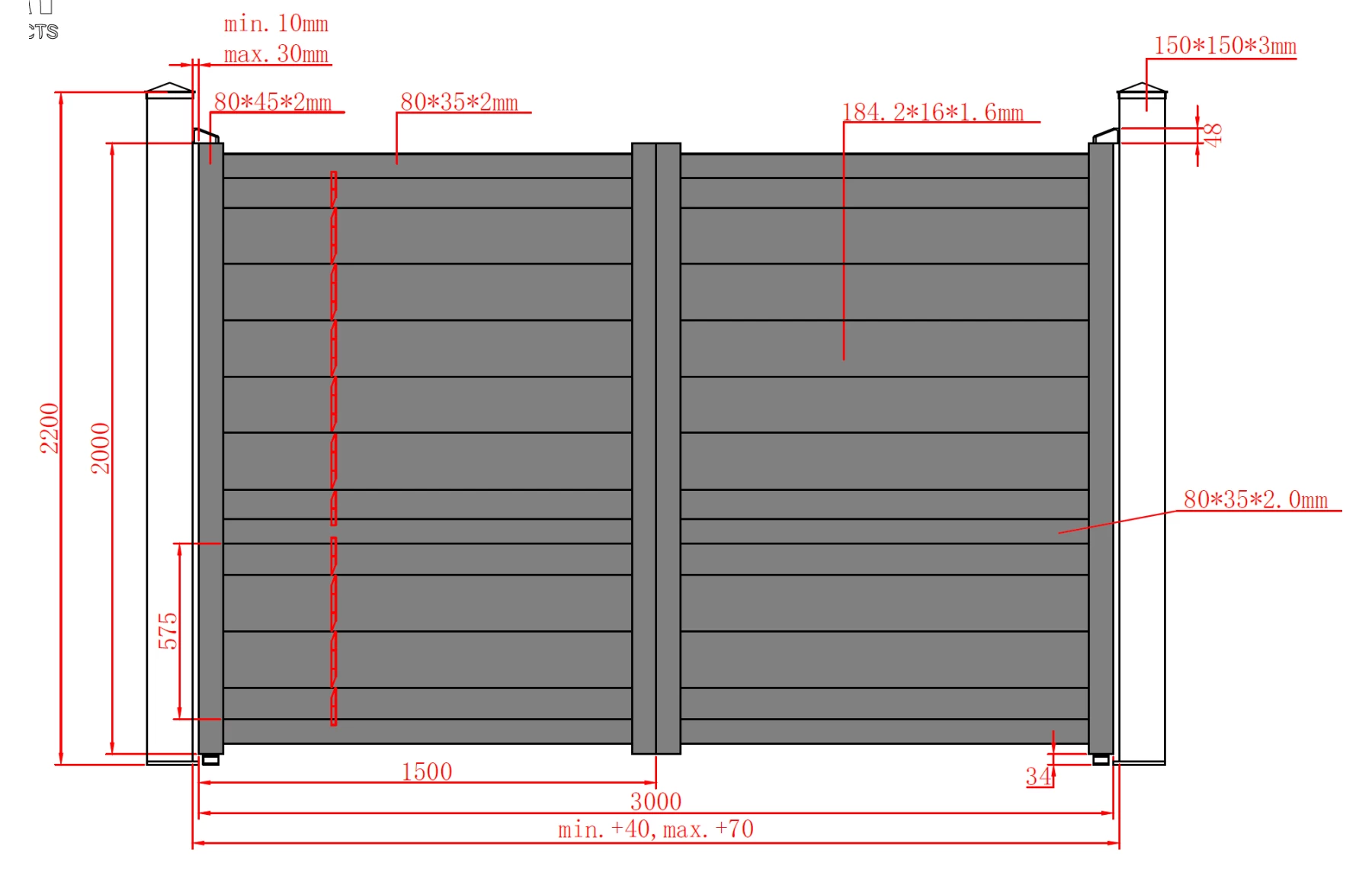 Set porti metalice din aluminiu 900x2000m, 3000x2000mm, prefabricate, gri antracit, model Baldur