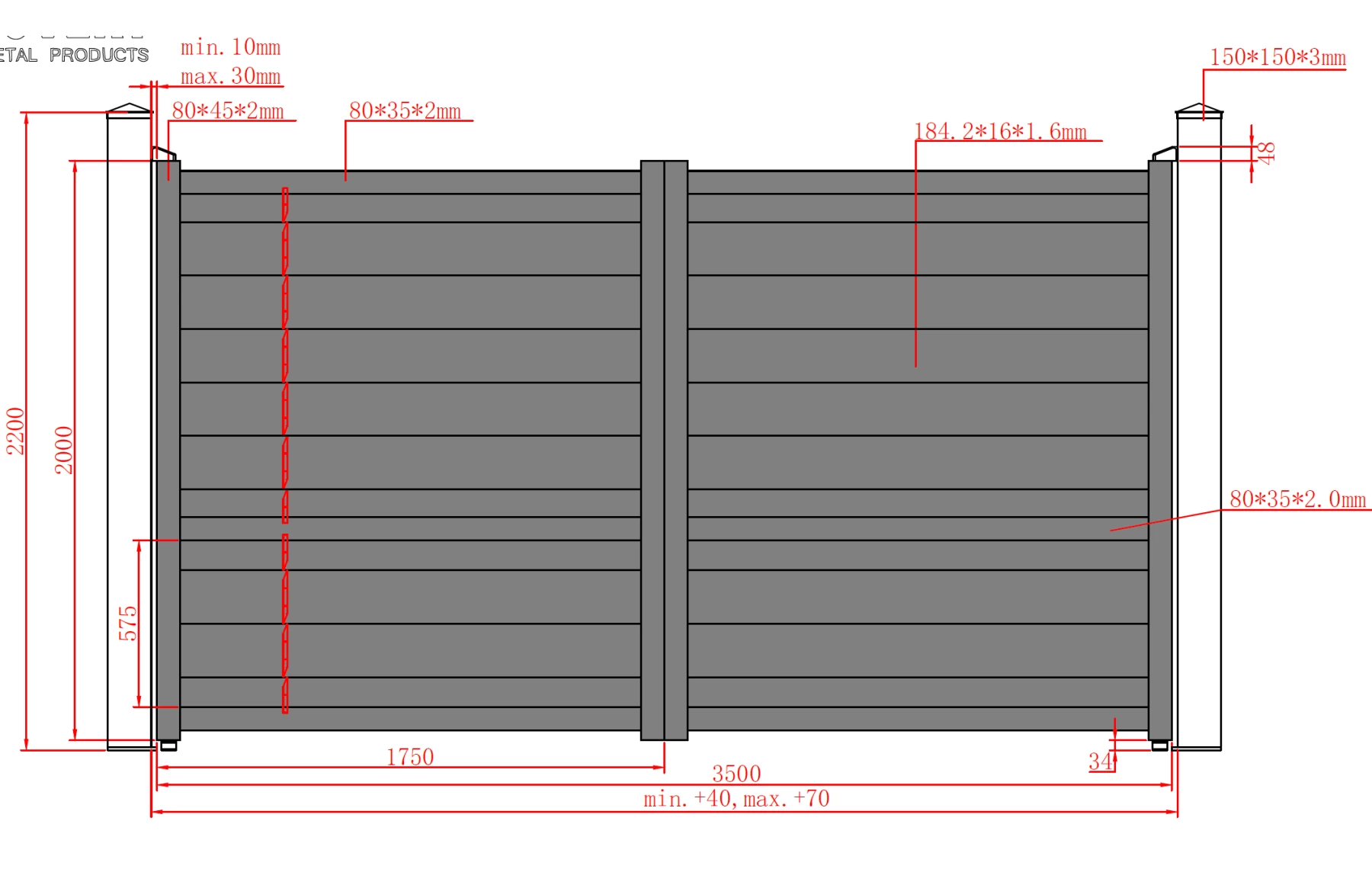 Poarta auto batanta aluminiu 3500x2000mm, prefabricat, model Baldur, gri antracit
