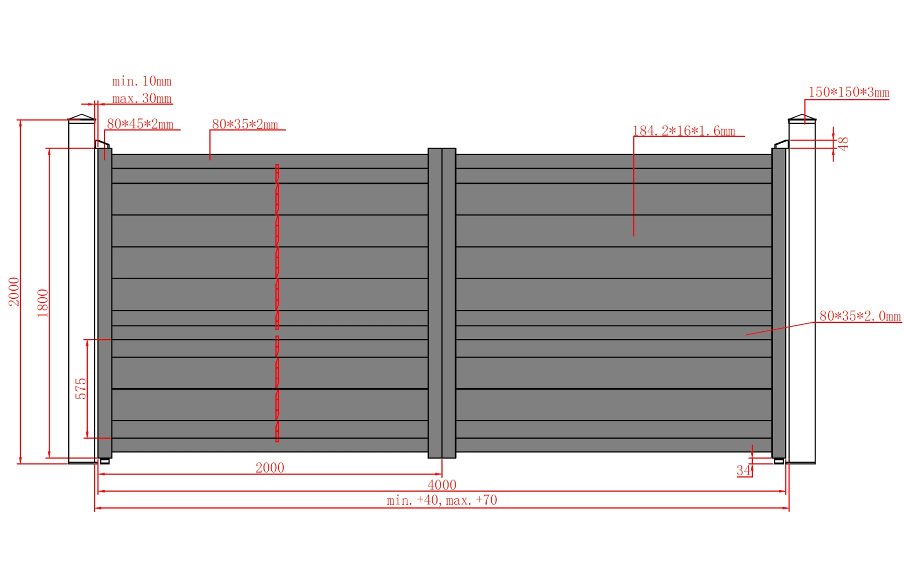 Poarta auto batanta aluminiu 4000x1800mm, prefabricat, model Baldur, gri antracit