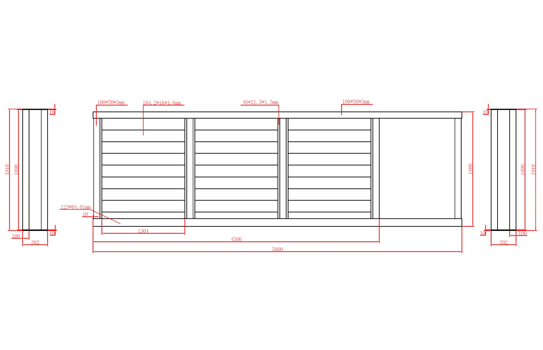 Poarta autoportanta aluminiu 5800x 1800mm, prefabricata, model Baldur gri antracit