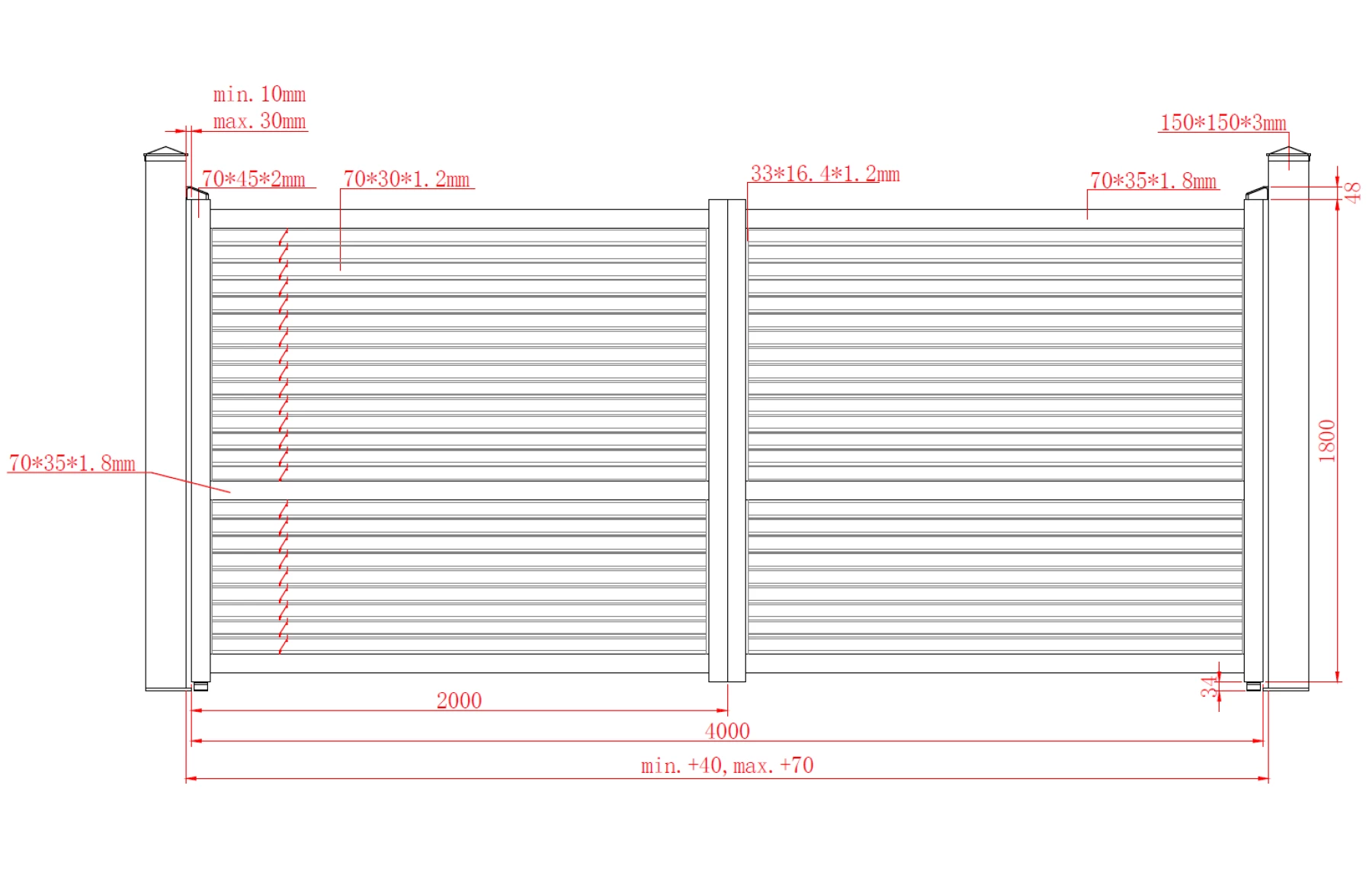 Poarta auto batanta aluminiu 4000x1800mm, prefabricat, gri antracit, model Jaluzea Suprem