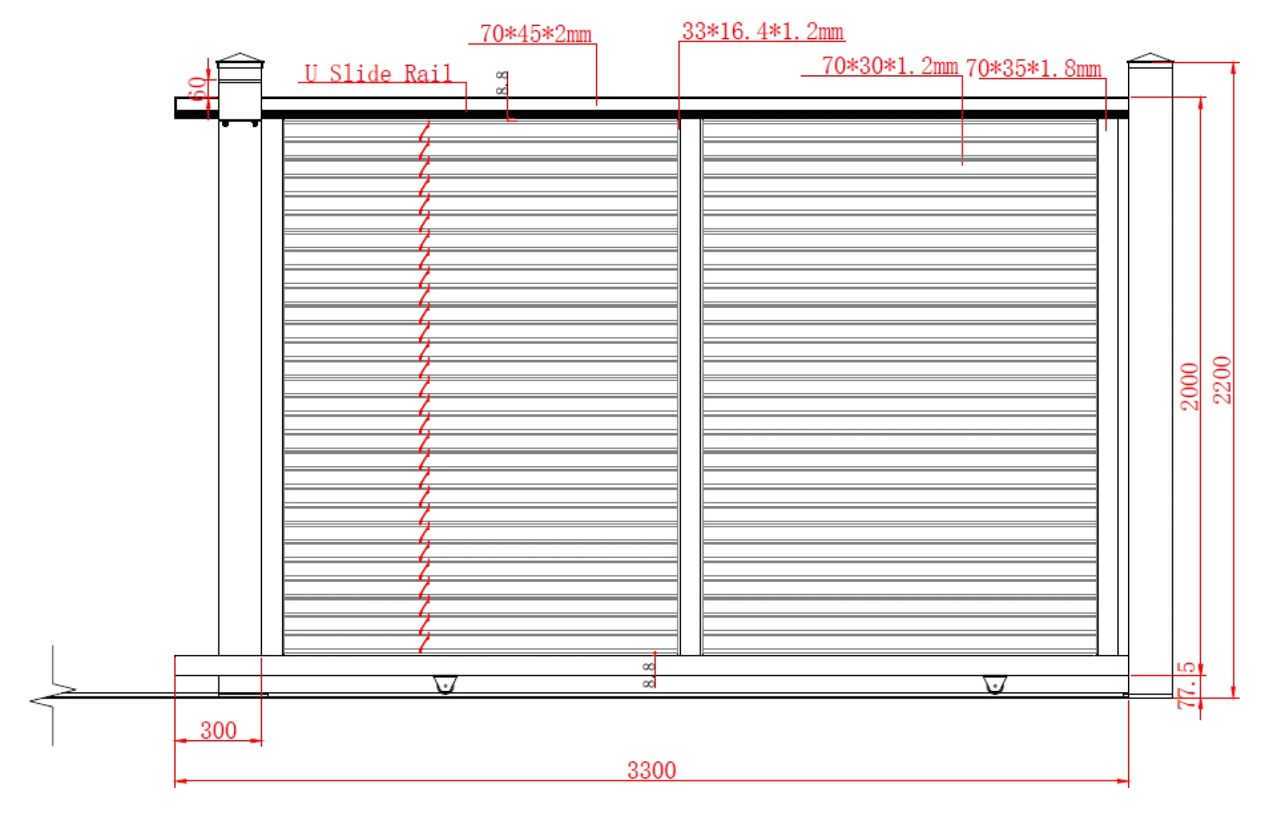 Poarta culisanta glisanta metalica din aluminiu, prefabricata, model Jaluzea Suprem, gri antracit, 3000x2000mm