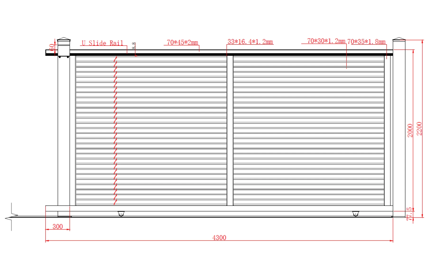 Poarta culisanta glisanta metalica din aluminiu, prefabricata, gri antracit, model Jaluzea Suprem, 4000x2000mm