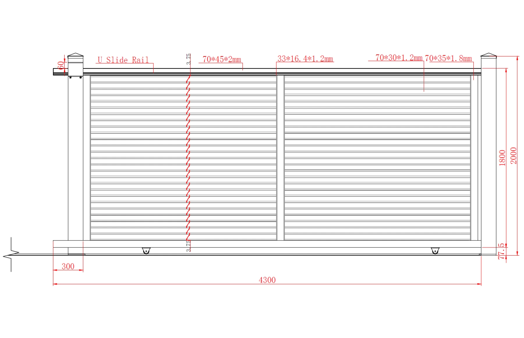 Poarta culisanta glisanta metalica din aluminiu, prefabricata, maro model Jaluzea Suprem, 4000x1800mm