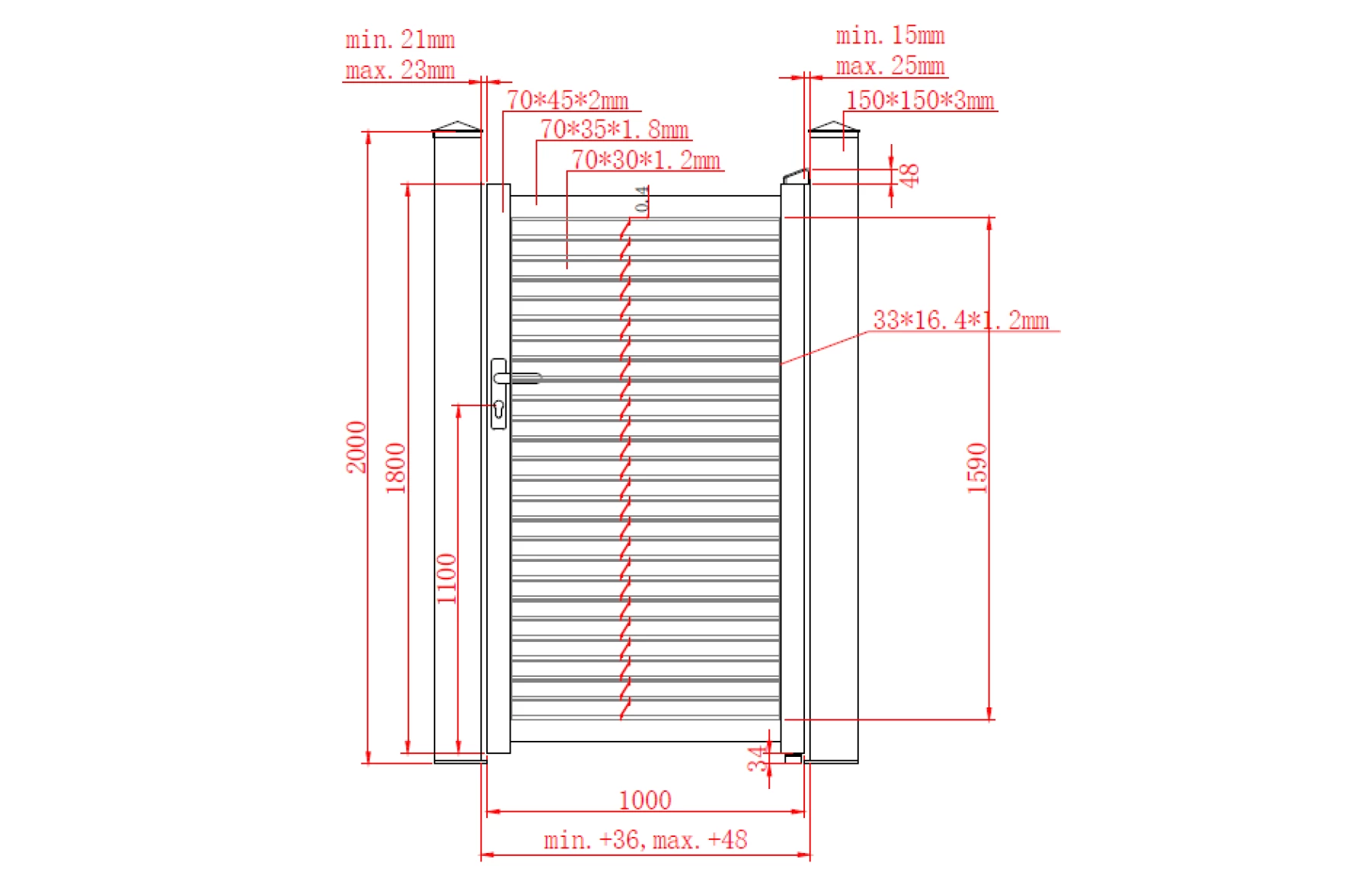 Poarta pietonala metalica din aluminiu 1000x1800mm, prefabricata, gri antracit, model Jaluzea Suprem