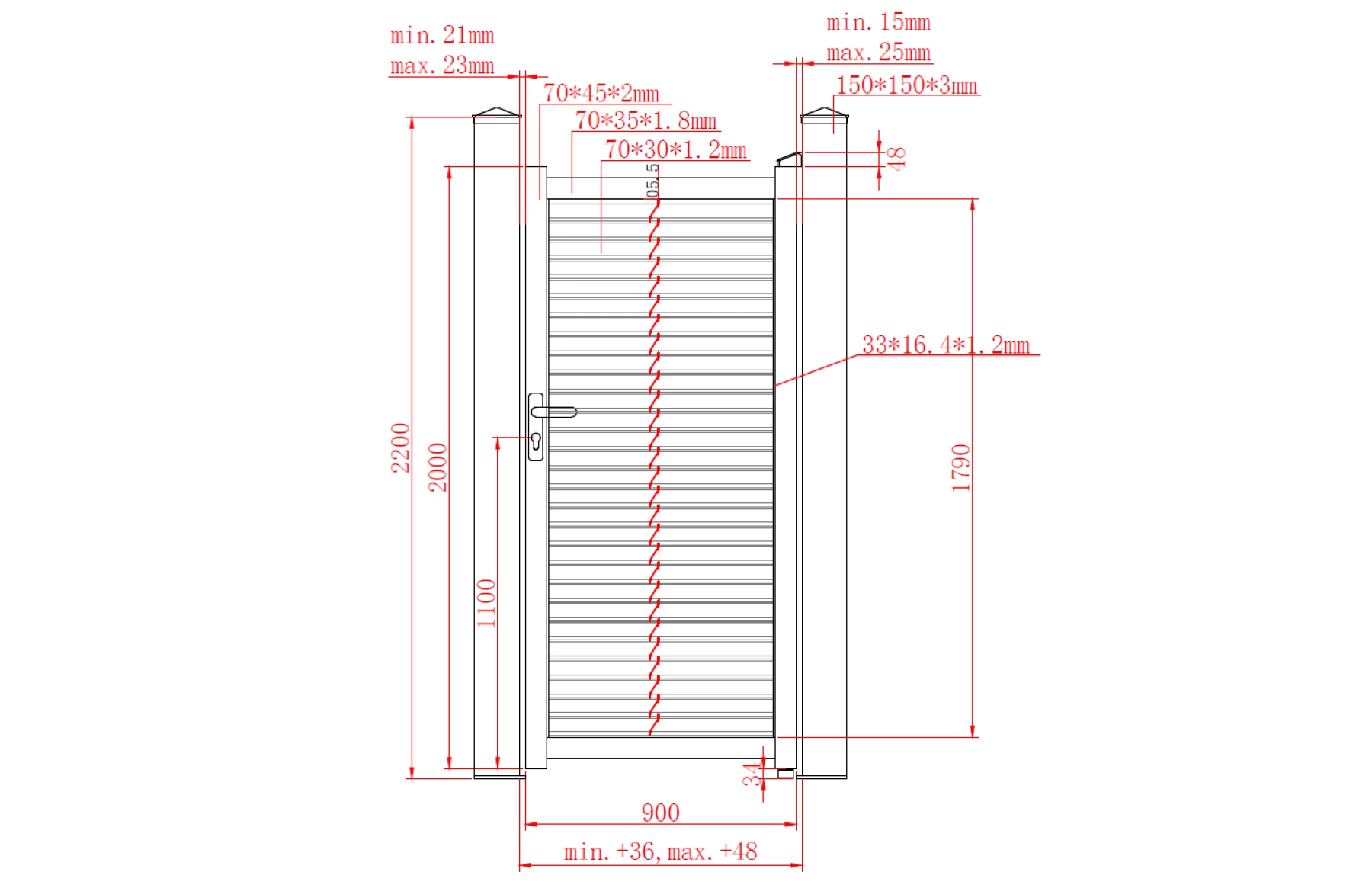 Poarta pietonala metalica din aluminiu 900x2000mm, prefabricata, gri antracit, model Jaluzea Suprem