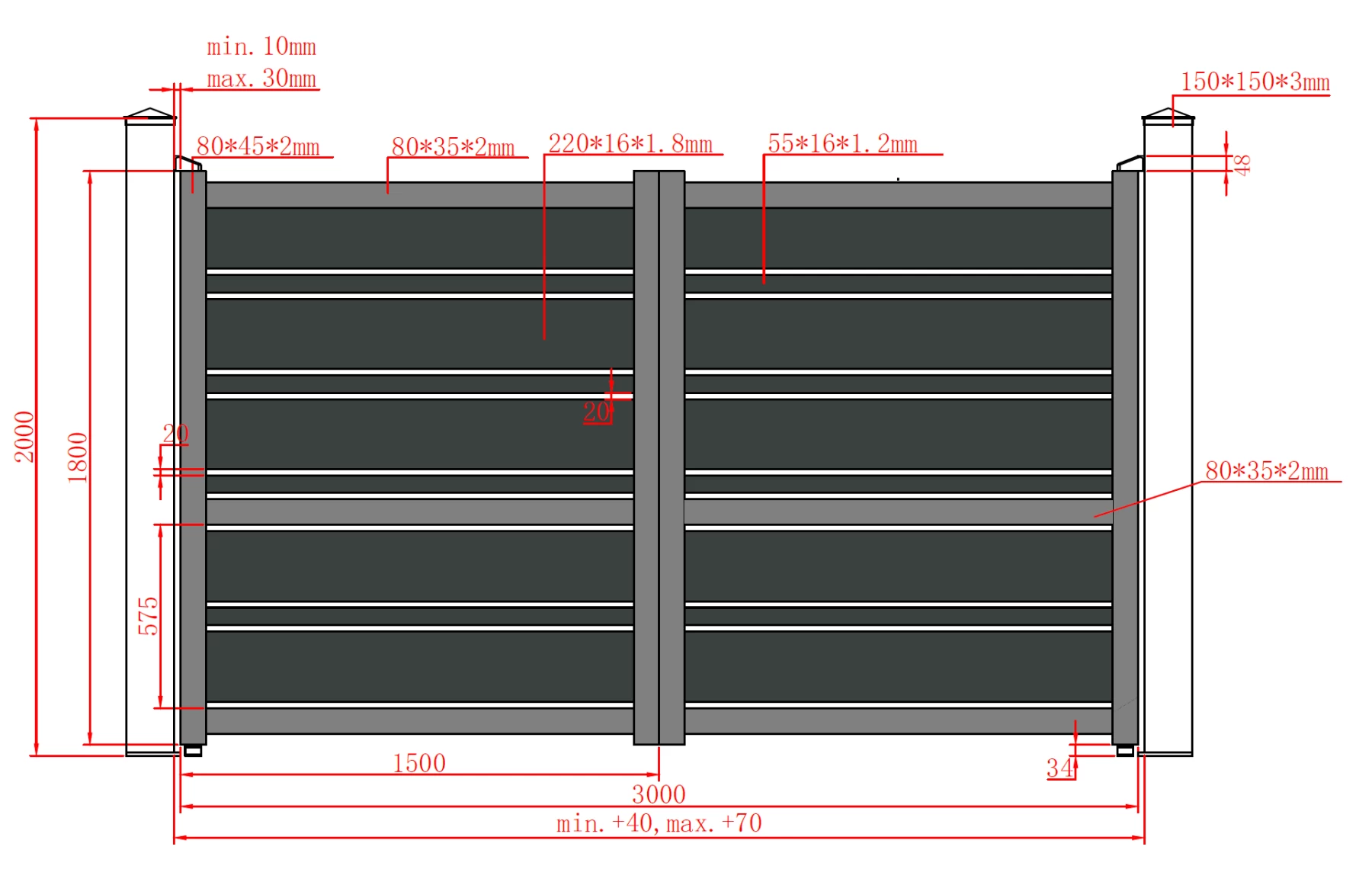 Set porti metalice din aluminiu 900x1800m, 3000x1800mm, prefabricate, maro, model Neptun