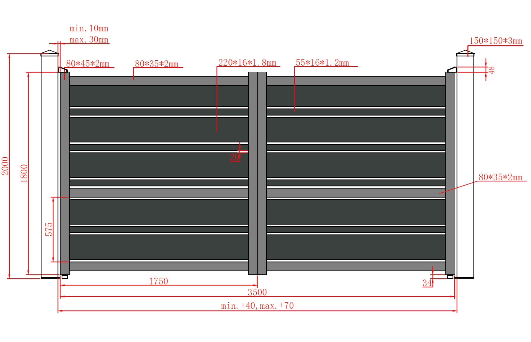 Set porti metalice din aluminiu 900x1800m, 3500x1800mm, prefabricate, maro, model Neptun