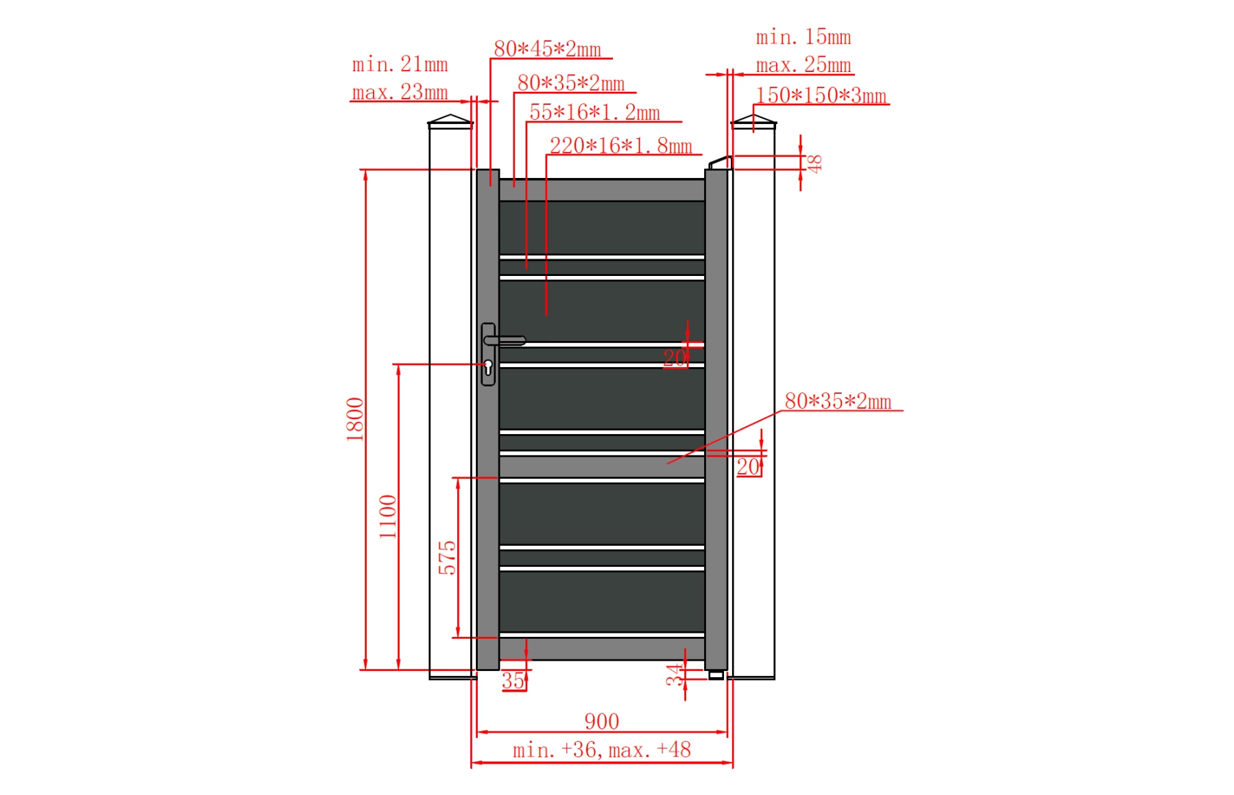 Set porti metalice din aluminiu 900x1800m, 3500x1800mm, prefabricate, maro, model Neptun