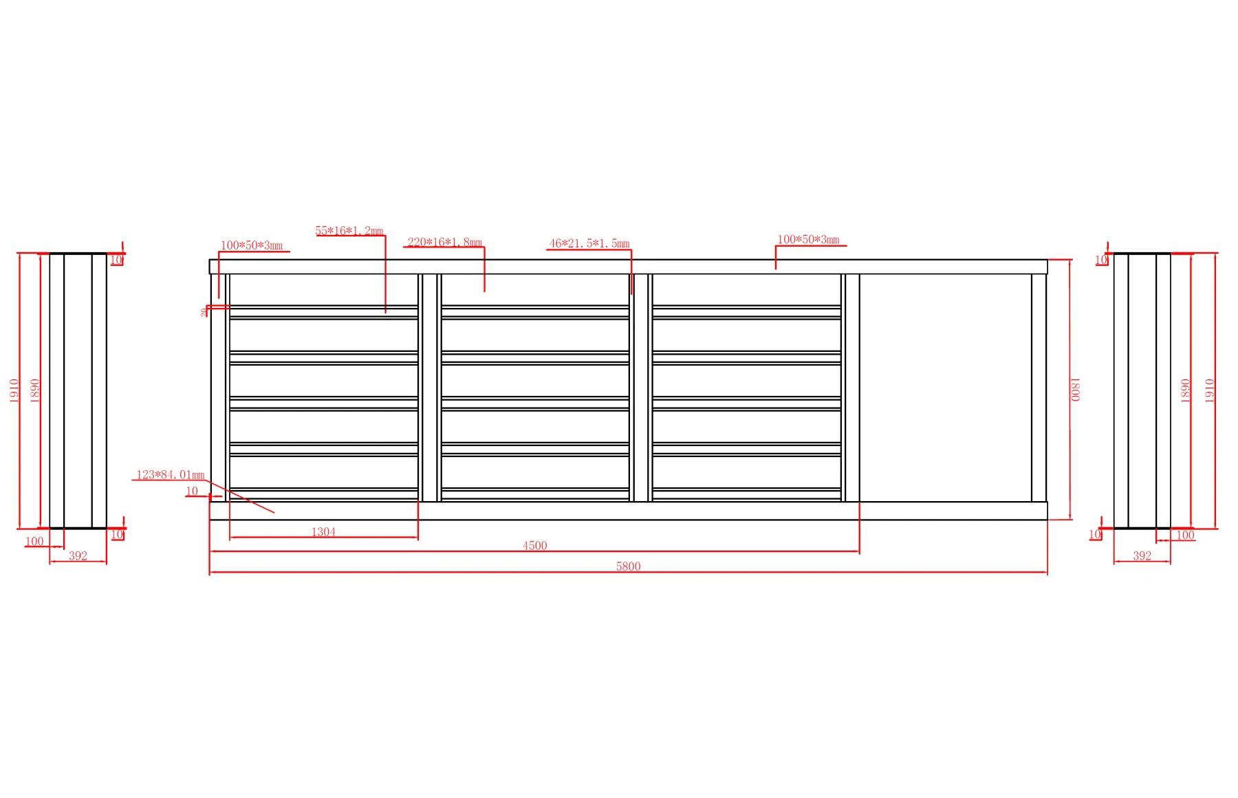 Poarta autoportanta aluminiu 5800 x 1800mm, prefabricata, model Neptun, gri antracit