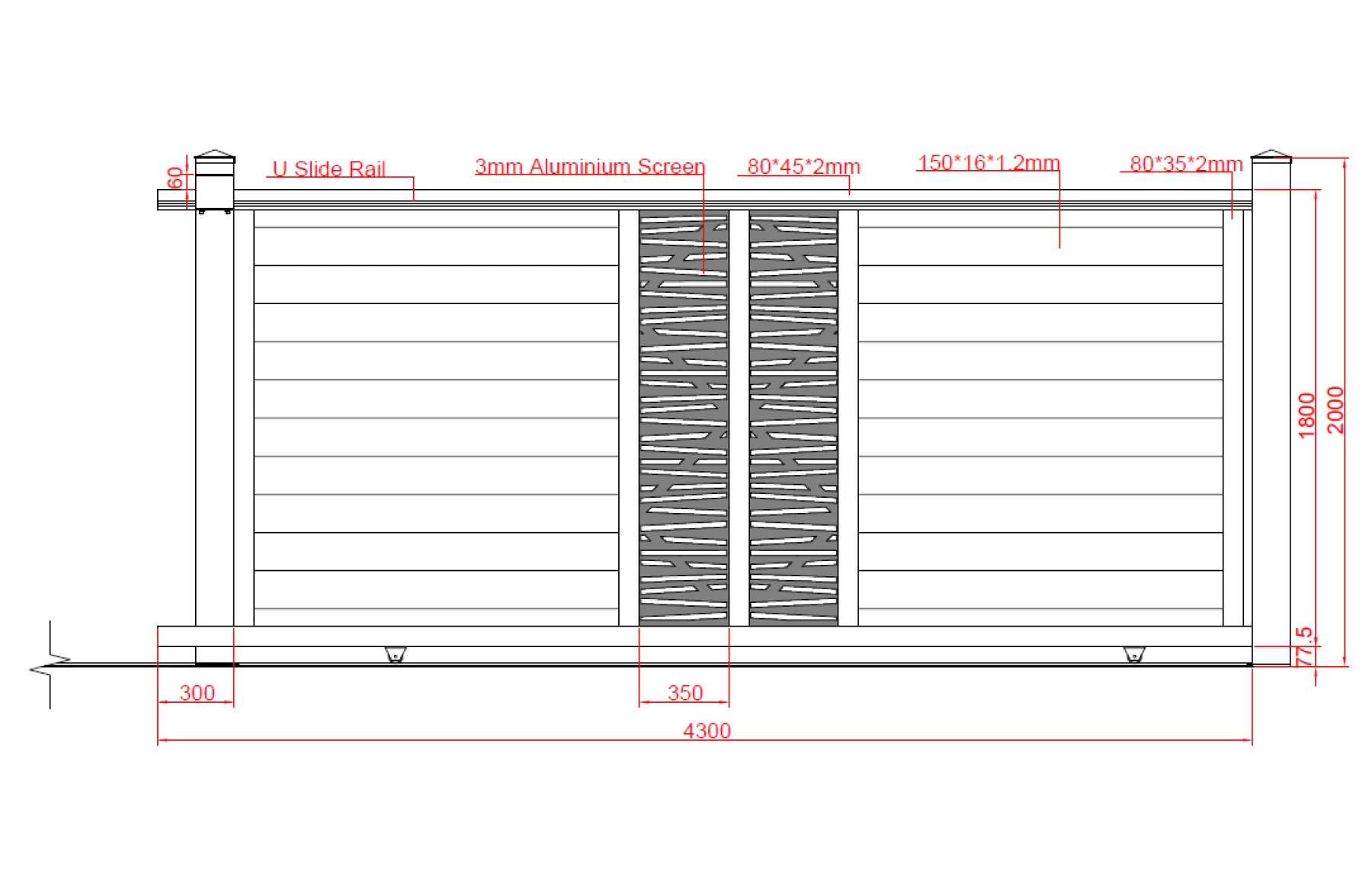 Poarta culisanta glisanta metalica din aluminiu, prefabricata, maro, model Poseidon, 4000x1800mm