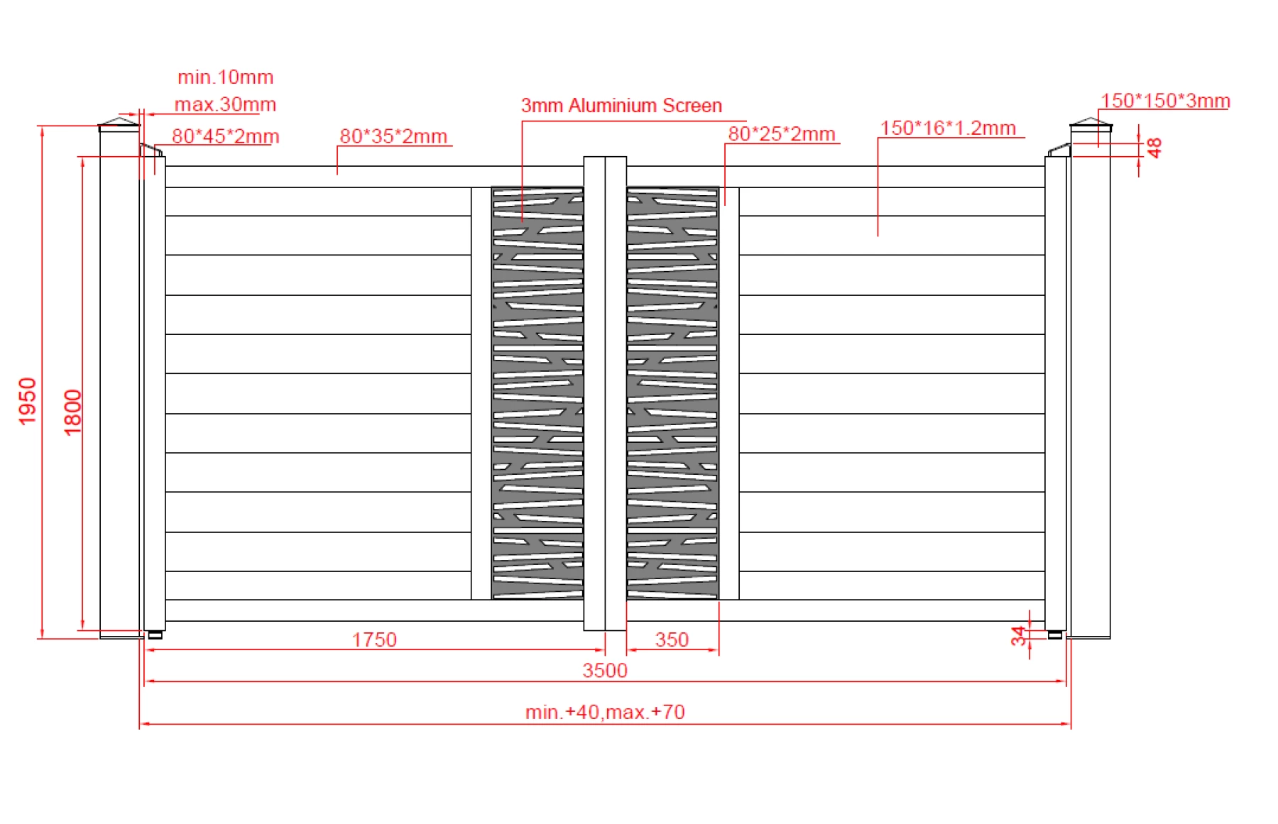 Set porti metalice din aluminiu 900x1800mm, 3500x1800mm, prefabricate, gri antracit, model Poseidon