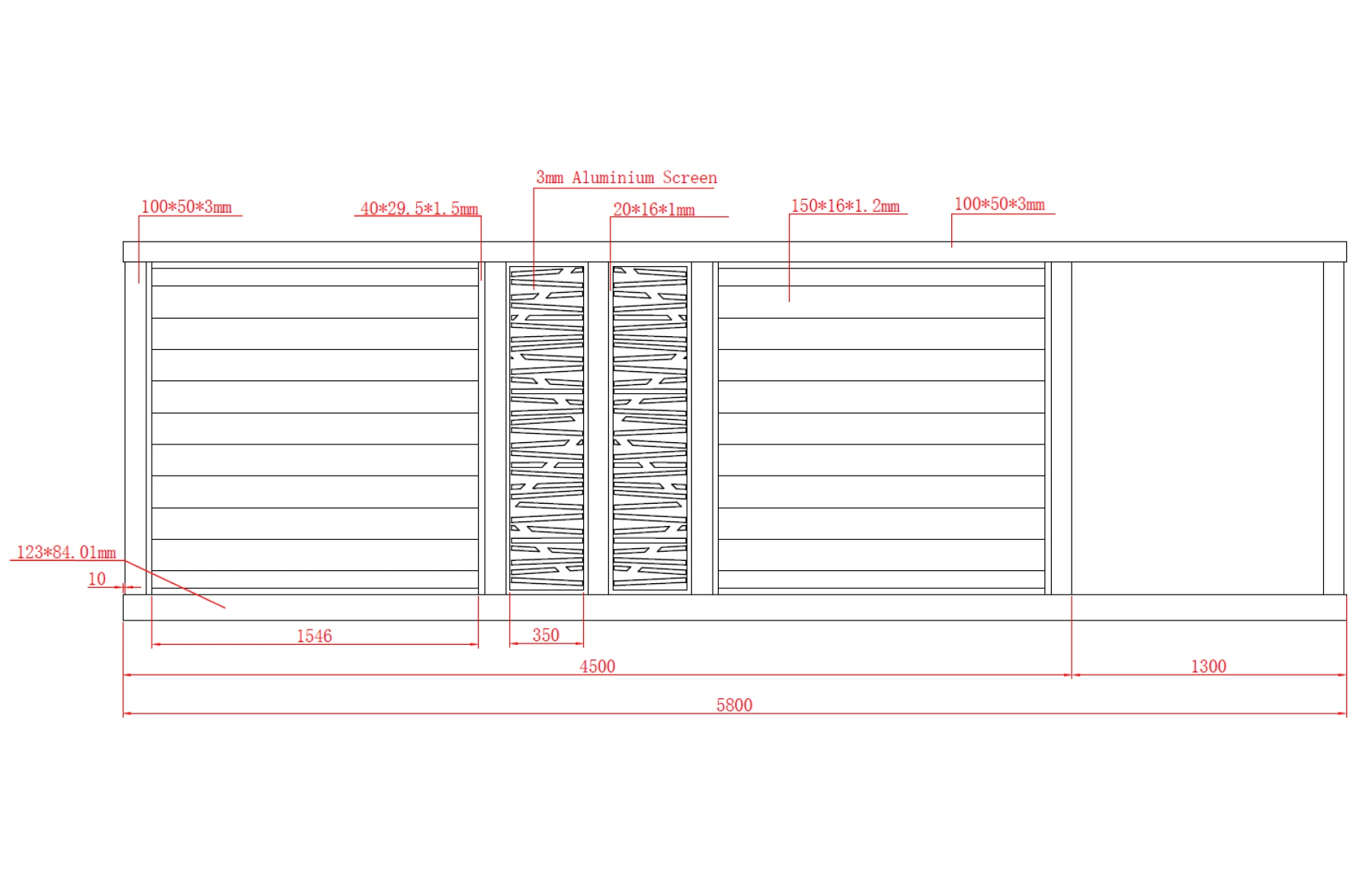 Poarta autoportanta aluminiu Poseidon 5800mm lungime x 1800mm inaltime, prefabricata, gri antracit